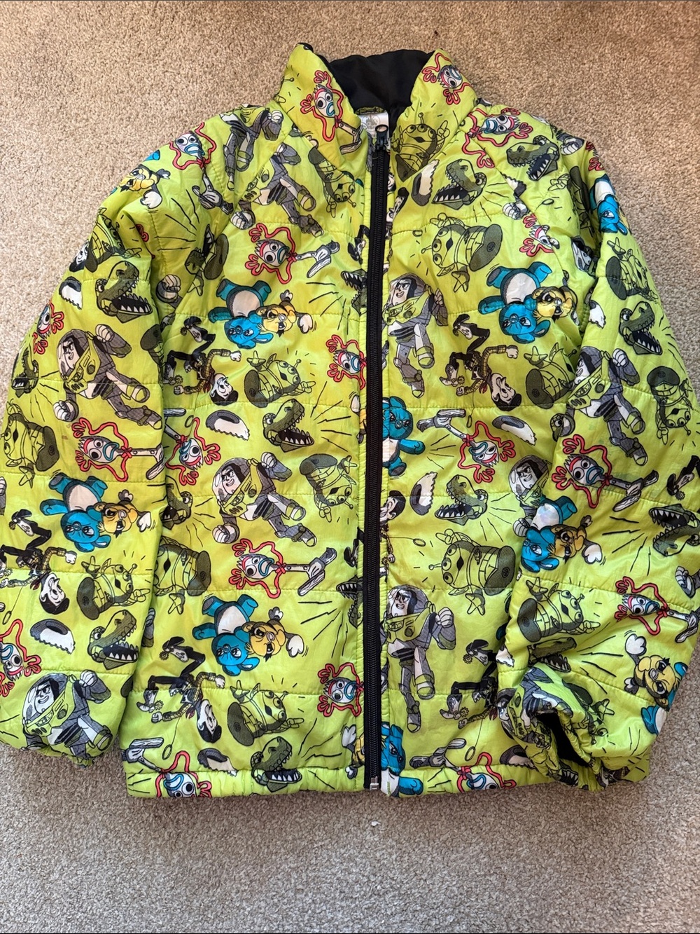 Disney Lime Green Cartoon Character Puffer Jacket